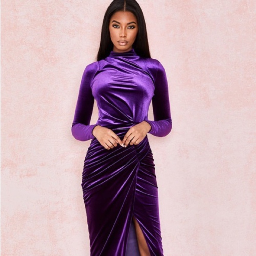 HOUSE OF CB: VELVET PURPLE DRESS